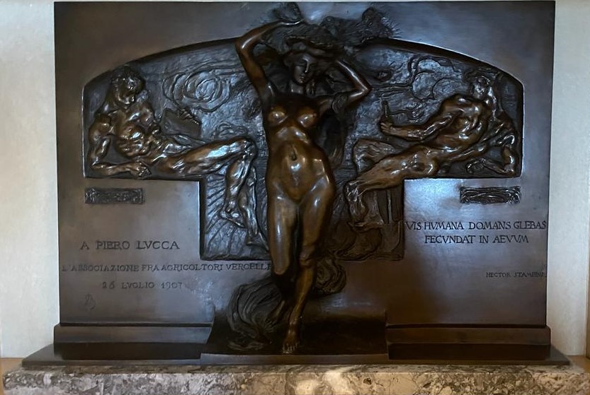 Leonardo Bistolfi, Targa a Piero Lucca, bronzo, collezione privata